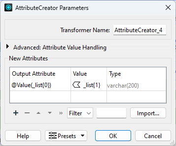 Dyanmic attribute creation with the AttributeCreator